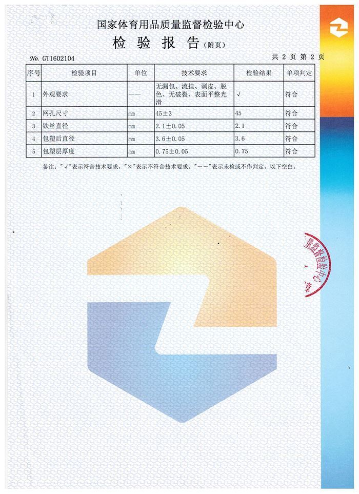 圍網(wǎng)檢驗報告